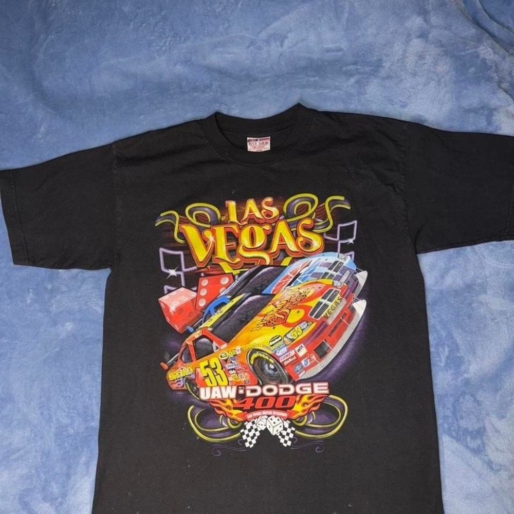 Vintage Nascar Graphic Shirt Las Vegas UAW Dodge‎ 400 2008 Race Tee men size L